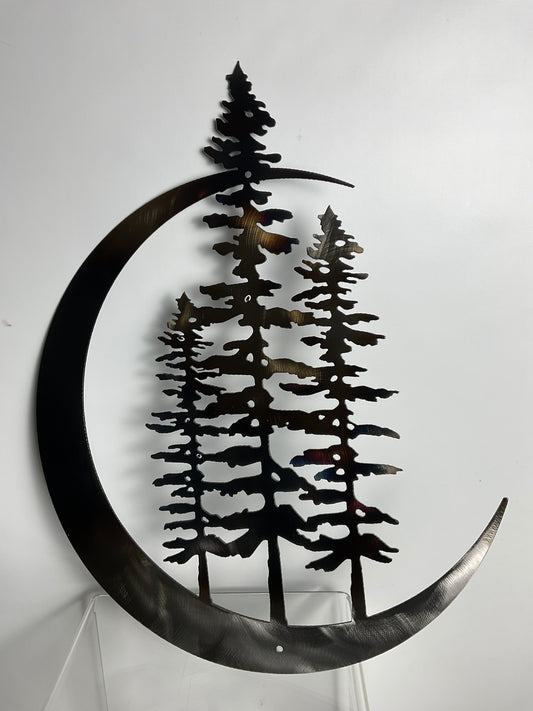 Crescent Moon and Trees