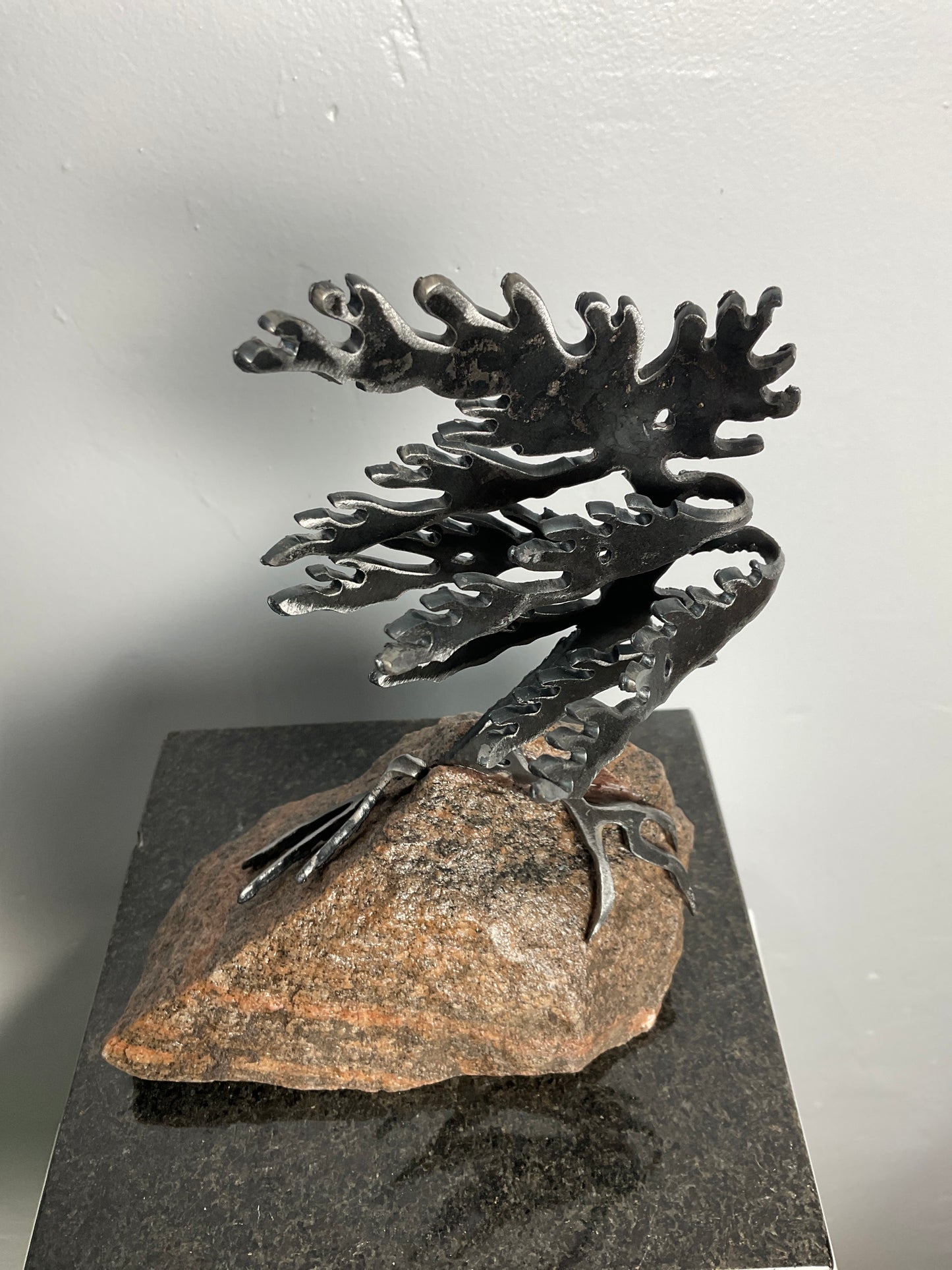 Windswept Pine Steel Sculpture on Granite by Canadian Artist Cathy Mark #45