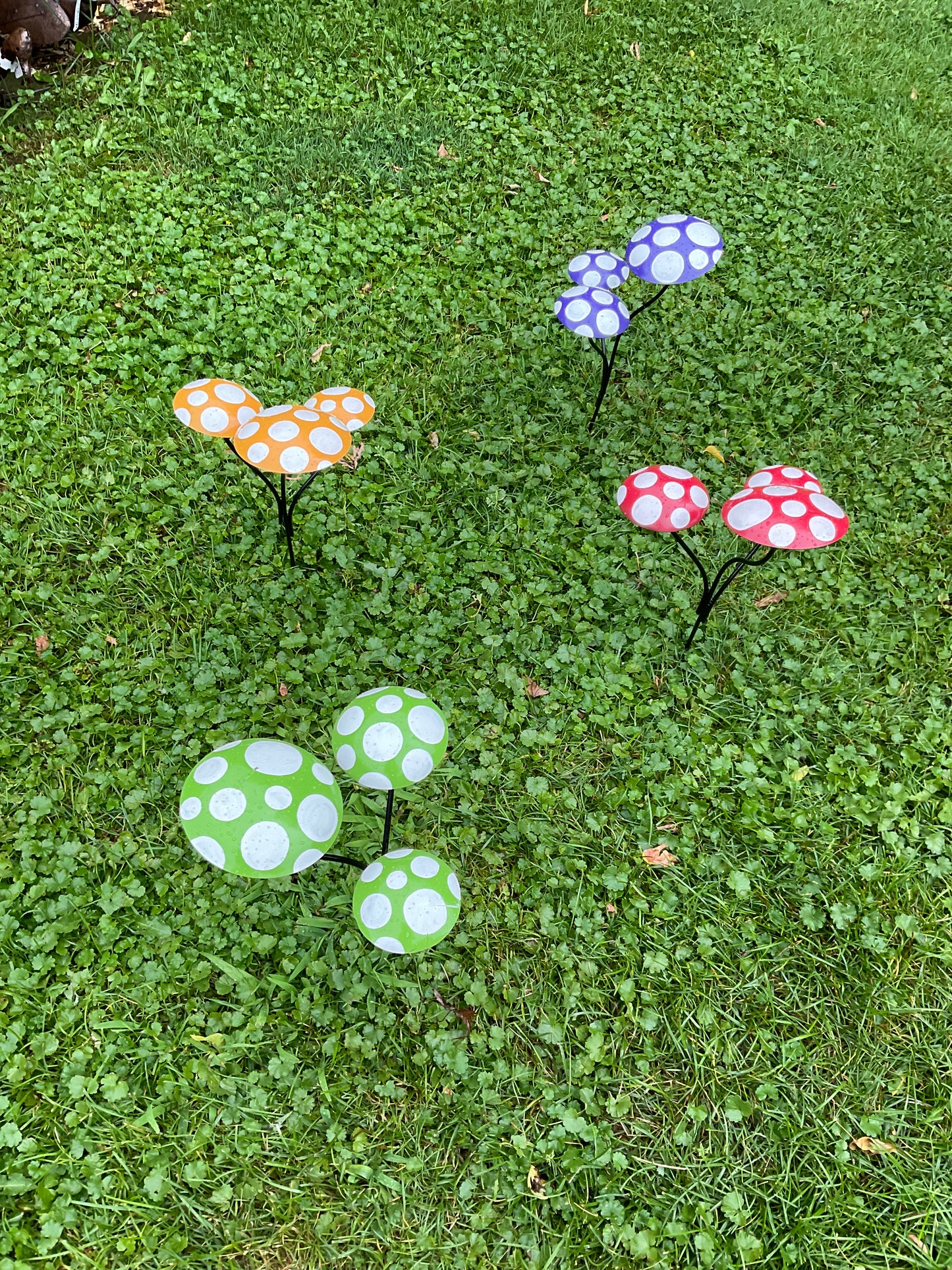 Triple Mushroom 15" High - Made in Mexico from Recycled Metal