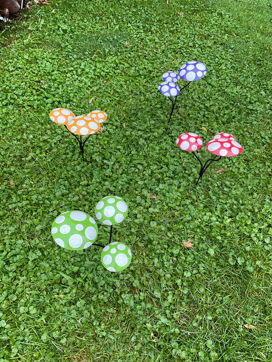 Triple Mushroom 15" High - Made in Mexico from Recycled Metal