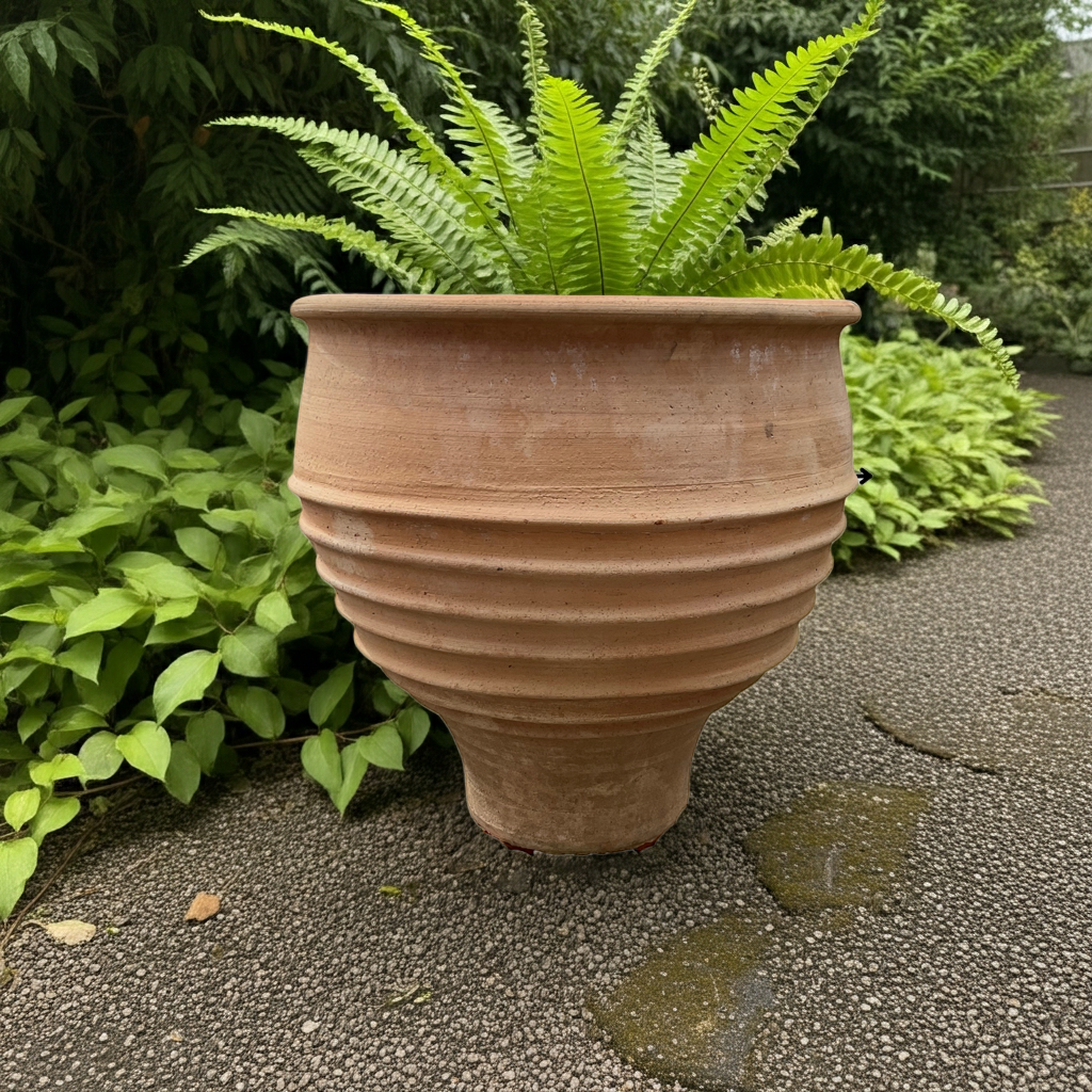 Chania Cretan Planter in a garden with a fern