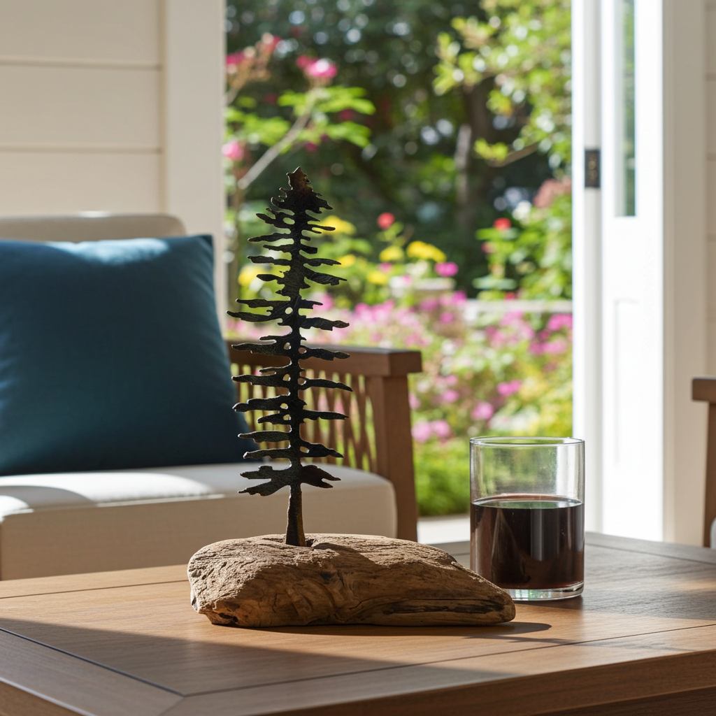 Pine tree on driftwood