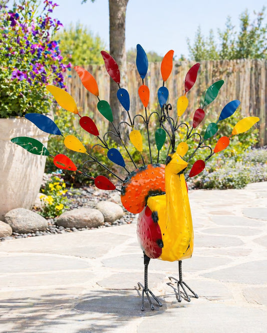 Colourful Tin Peacock - Made in Mexico from Recycled Metal