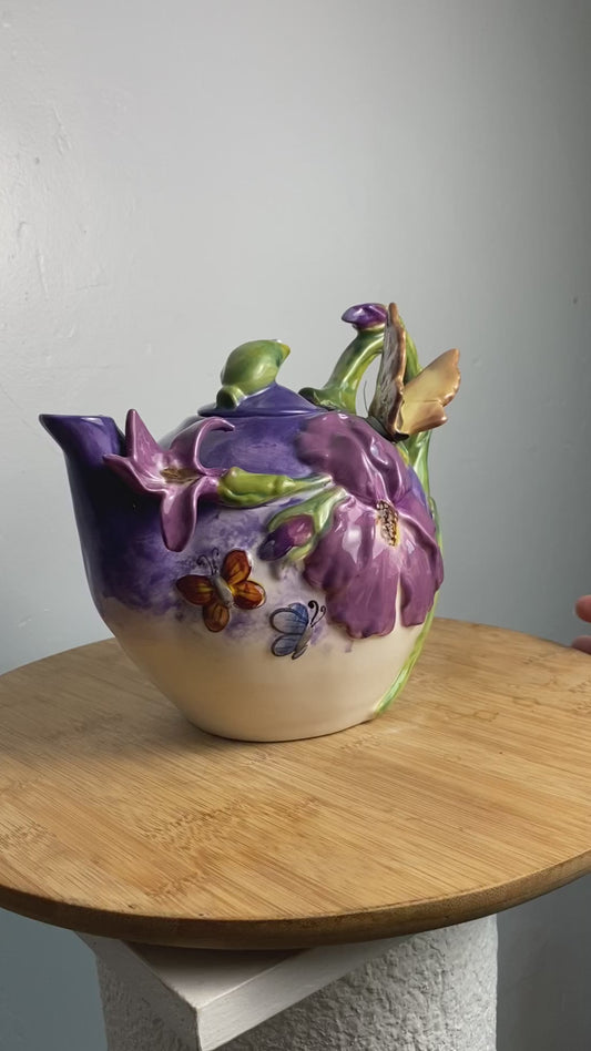 Bella Violet Butterfly Teapot by Blue Sky Clay works