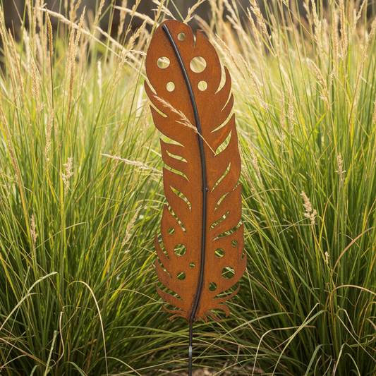 Rusty Metal Feather - Short Stake Lifestyle