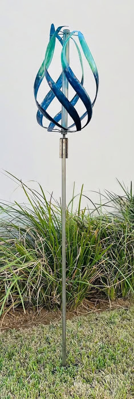 Blue Flame Garden Spinner - Made in Mexico from Recycled Metal
