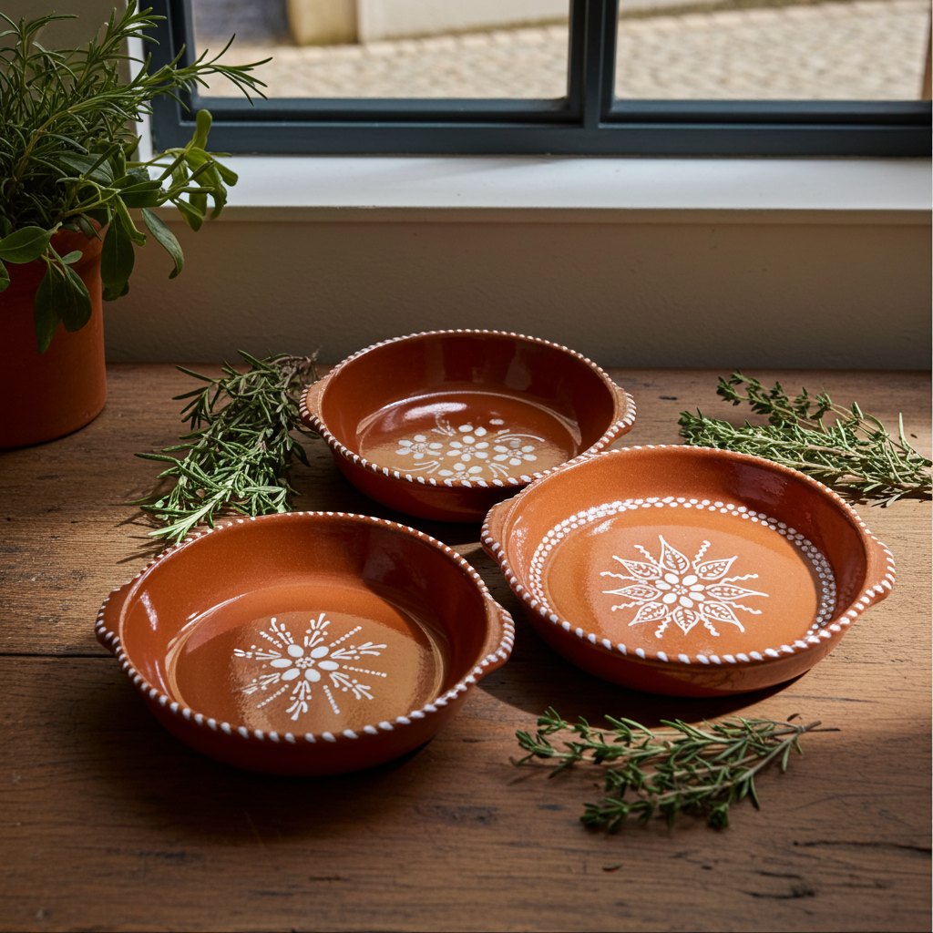 Traditional Portuguese Clay Alentejana Bowl – Hand Painted (24cm)