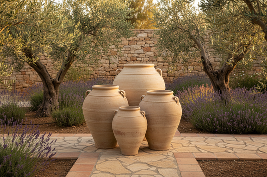 Three Pithos Jars in Garden