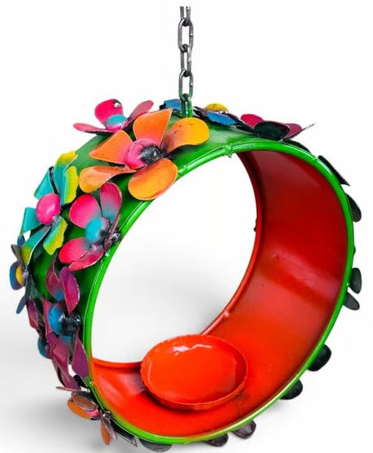 Colourful Bird Feeder- Made in Mexico from Recycled Metal