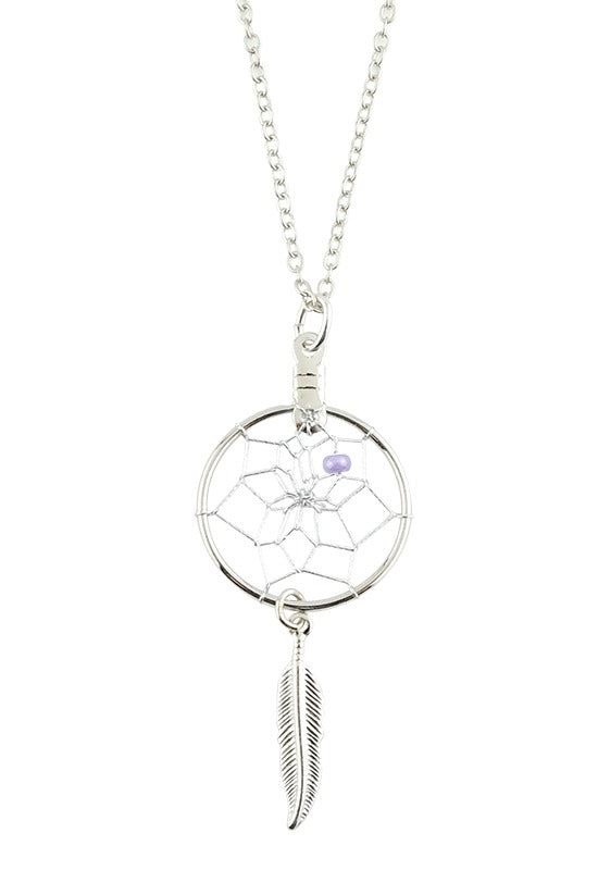Pendant - .75" Dream Catcher With Metal Feather