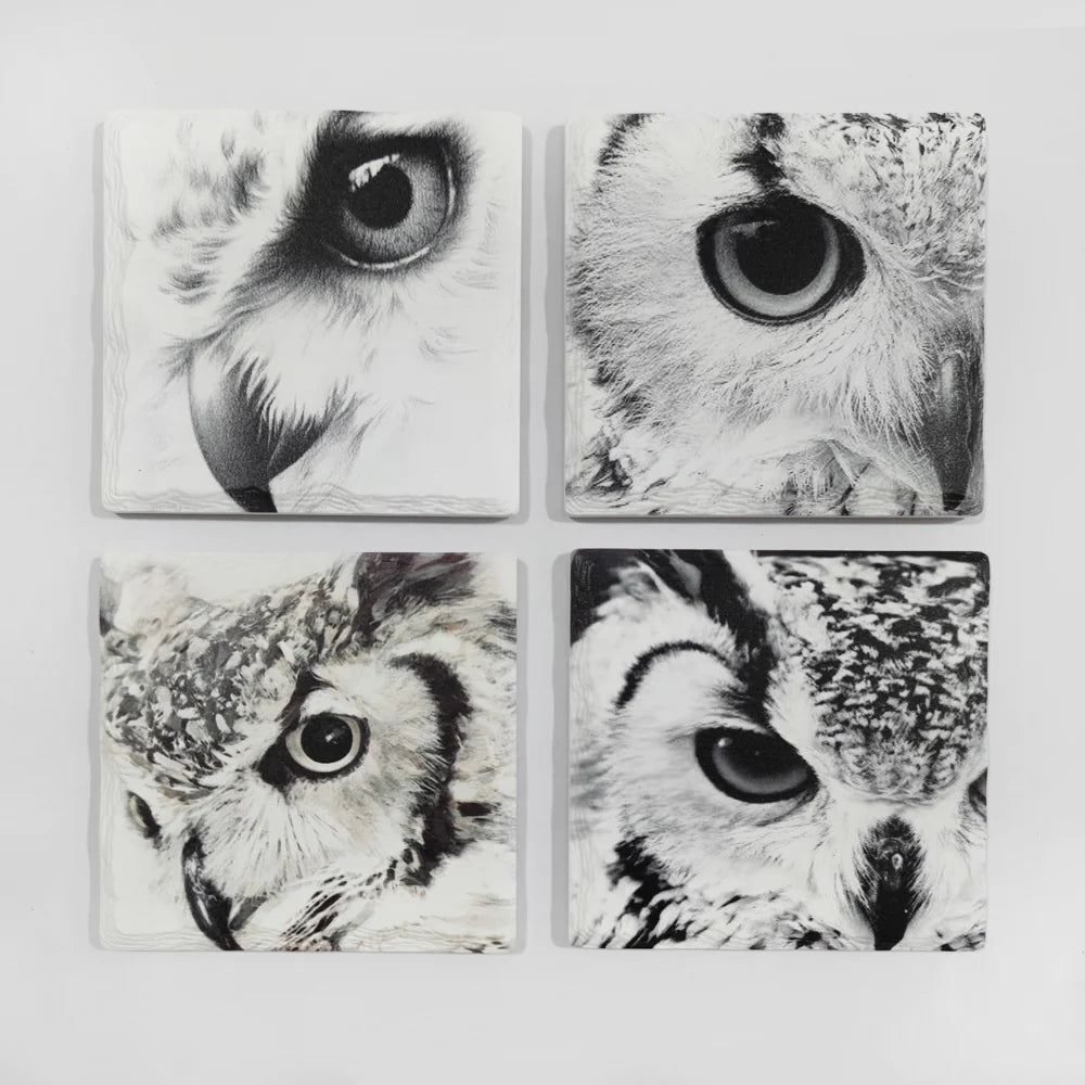 Great Horned Owl Coasters - Set of 4