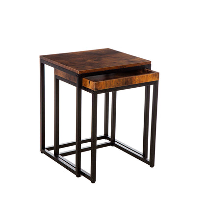 Metal and Wood Nesting Tables - set of 2