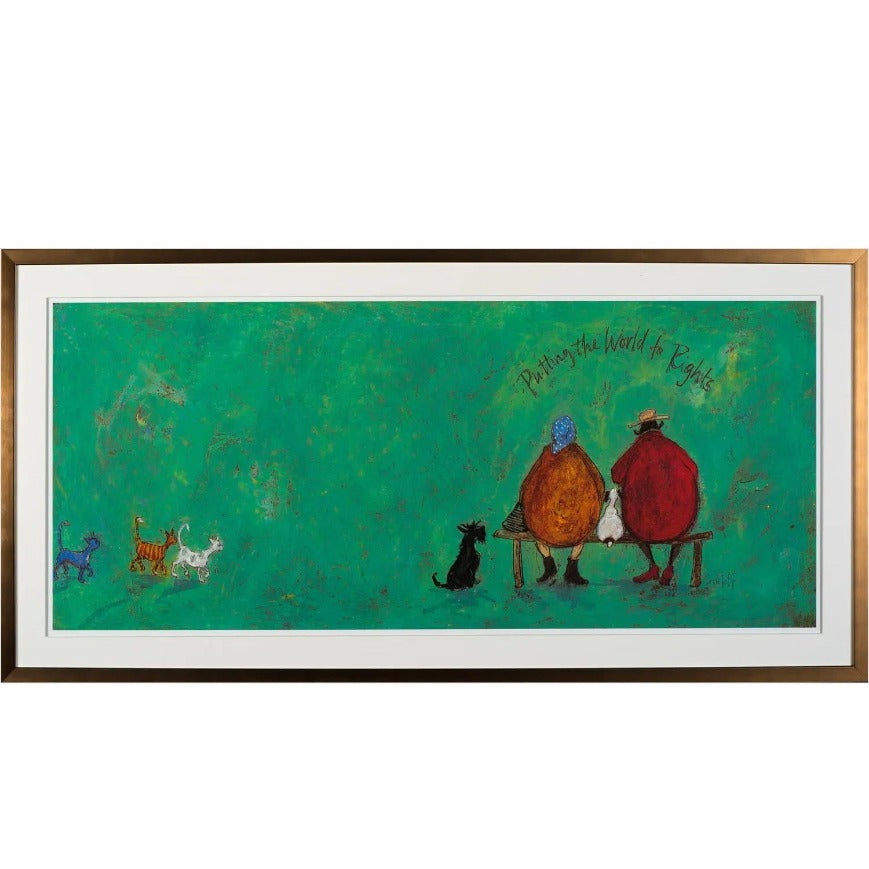 Putting the world to rights framed rint by artist Sam Toft
