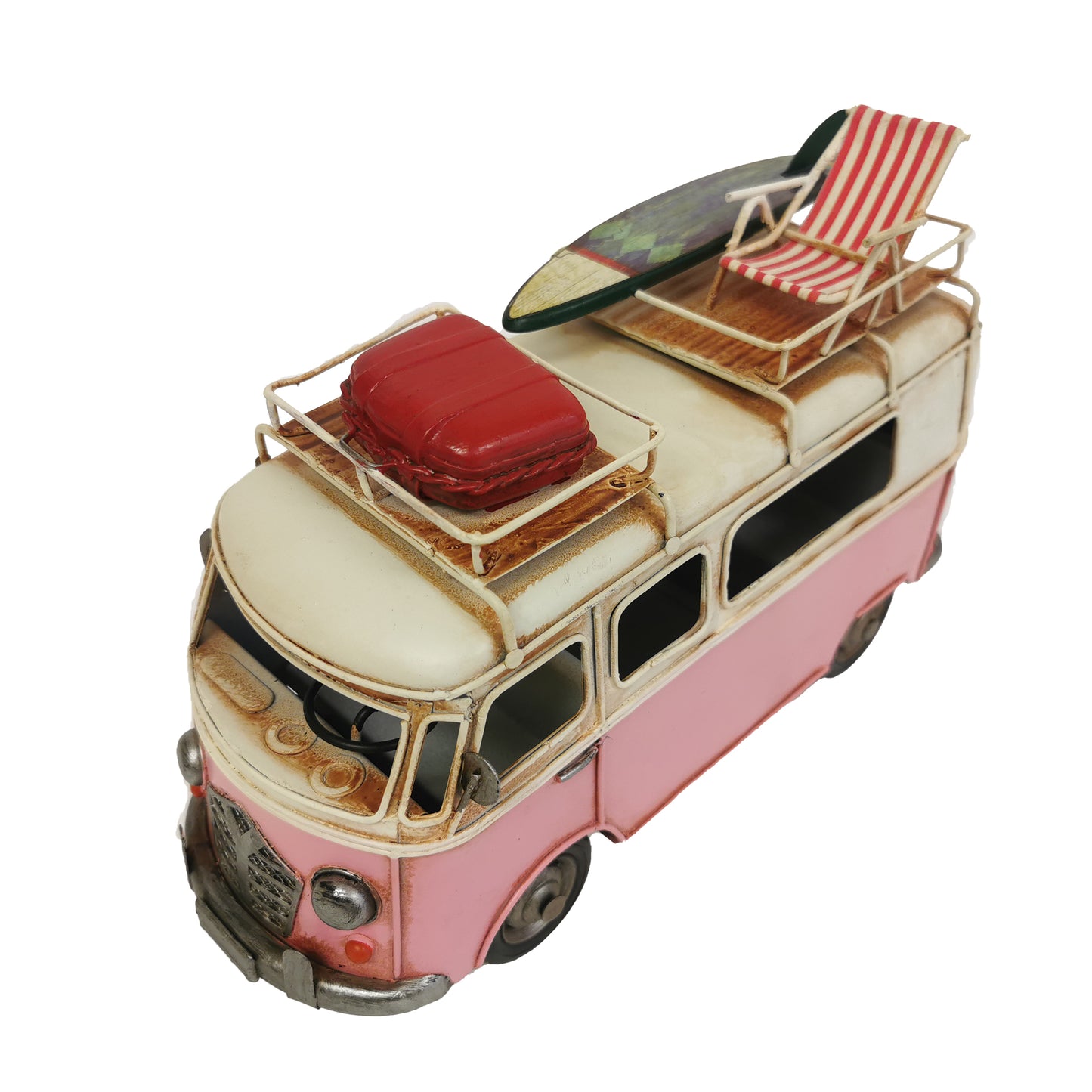 VW Pink Metal Bus Decor