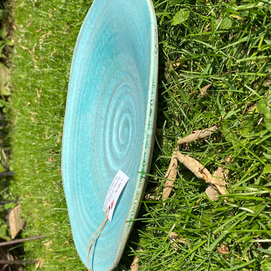 Raku plate blue